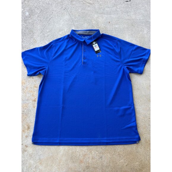 Under Armour Mens Blue 3XL HeatGear Polo Golf Shirt Loose Fit T3 - Picture 1 of 5
